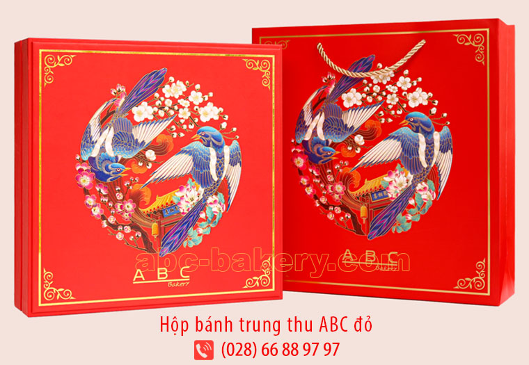Hộp bánh trung thu ABC 2022 màu đỏ dành cho các bánh 200g và 250g