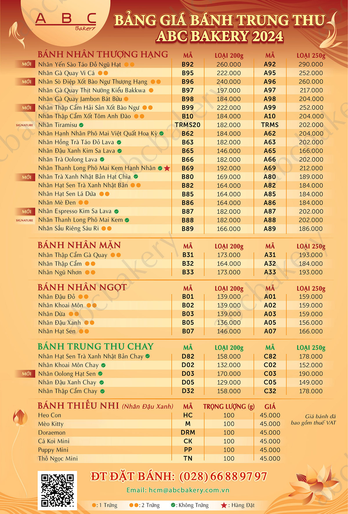 Bảng giá bánh trung thu ABC 2024