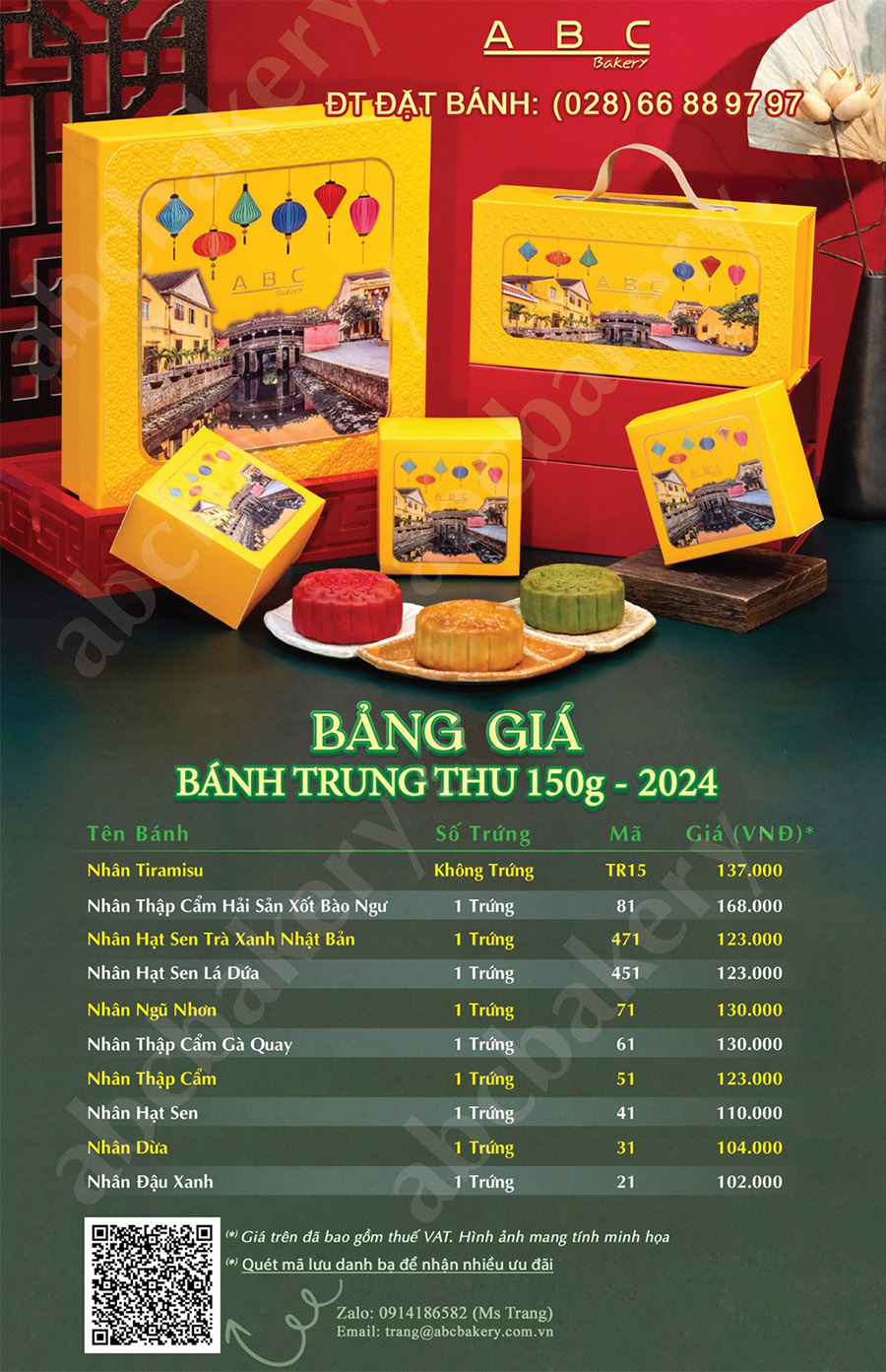 Bảng giá bánh trung thu ABC 2024 cho doanh nghiệp